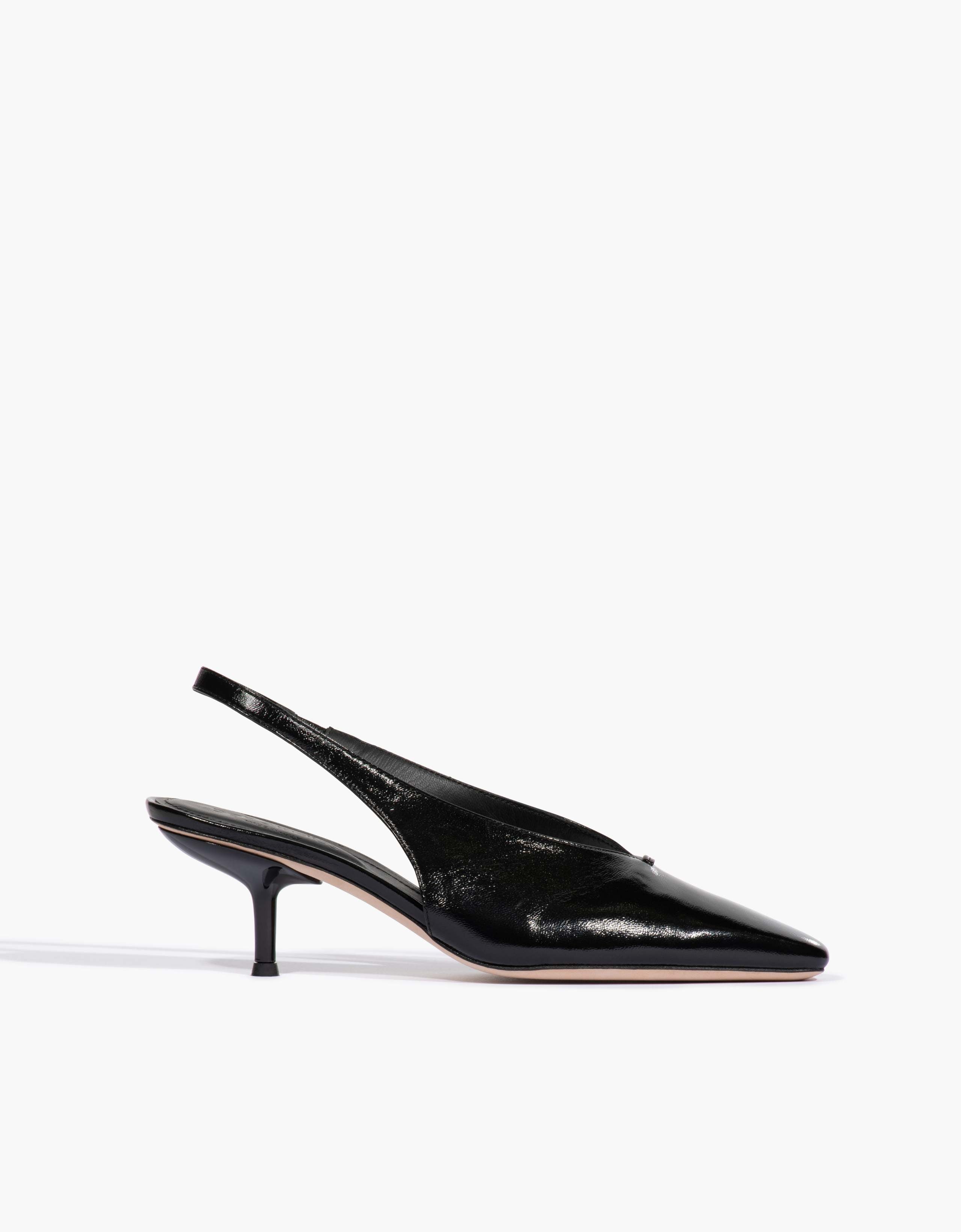 Lulus Black Pointed Slingback Flats Shreya Black Patent Pointed