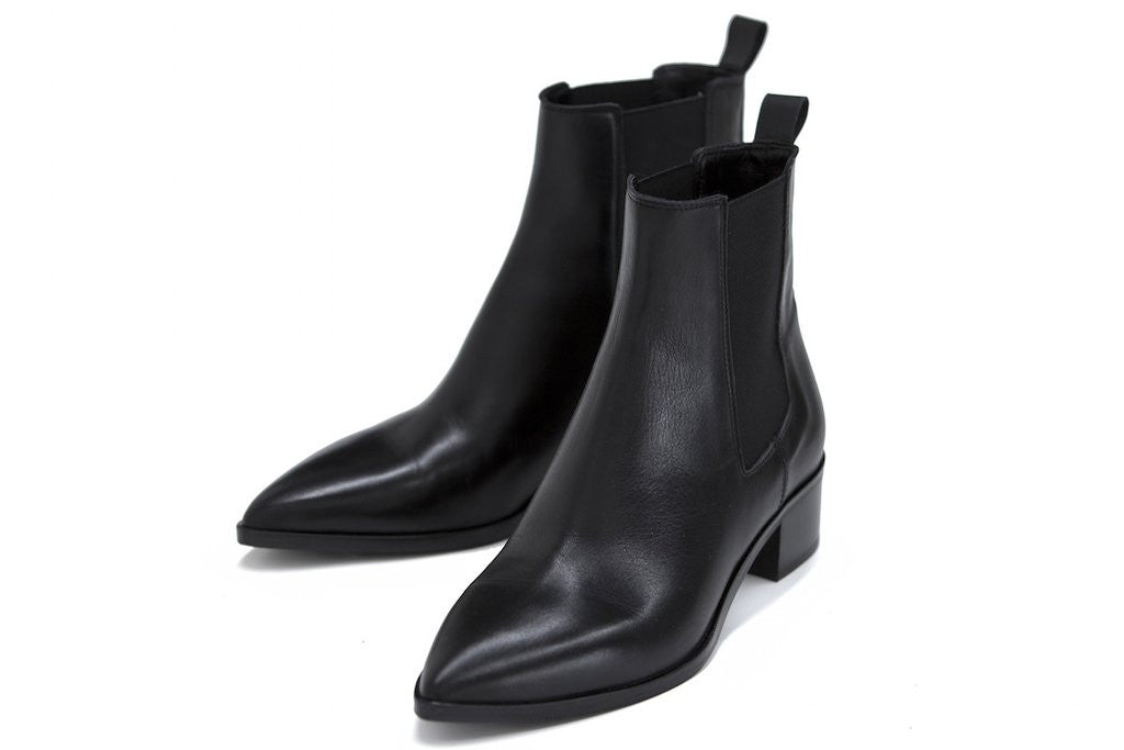 Black leather ankle boot 